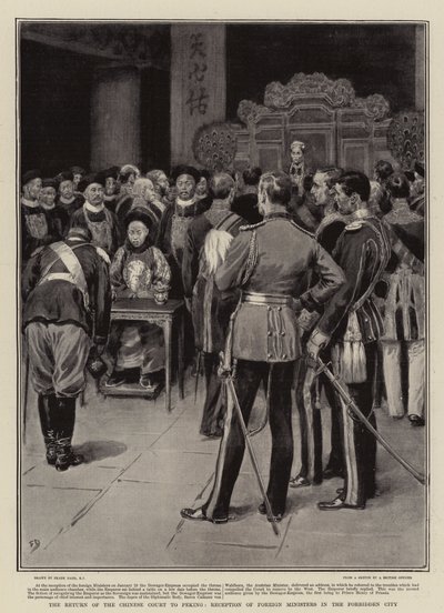 The Return of the Chinese Court to Peking, Reception of Foreign Ministers in the Forbidden City by Frank Dadd